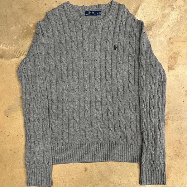 [BUNJANG] Polo Ralph Lauren Gray Cable Knit Sweater (Large) / 폴로랄프로렌 그레이 케이블 니트 L