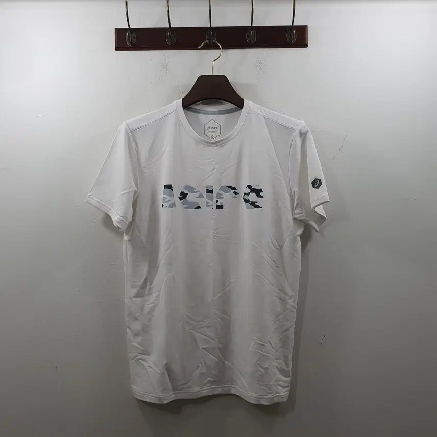 [BUNJANG] ASICS Men's White Camouflage Lettering Functional Short-Sleeve T-Shirt (M) / M 아식스 남성 화이트 카모플라쥬 레터링 기능성 반팔티셔츠