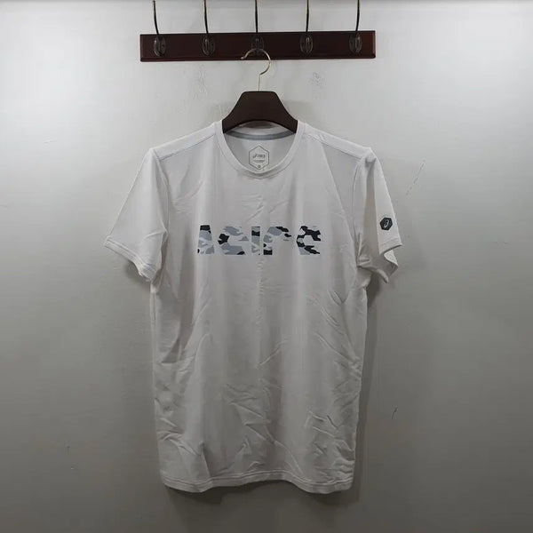 [BUNJANG] ASICS Men's White Camouflage Lettering Functional Short-Sleeve T-Shirt (M) / M 아식스 남성 화이트 카모플라쥬 레터링 기능성 반팔티셔츠