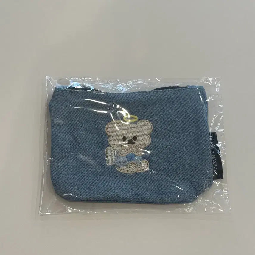 [BUNJANG] Mude X Mazzi Collaboration Denim Pouch with Embroidered Character / 새상품)뮤드X마찌 파우치