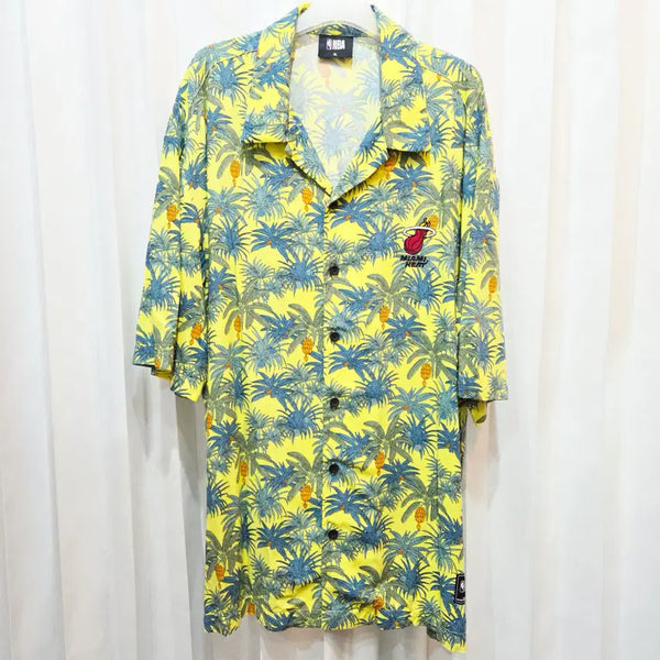 [BUNJANG] XL Miami Heat Logo Embroidered Rayon Hawaiian Shirt C614 / XL NBA 마이애미 히트 로고 자수 레이온 하와이안 셔츠 C614