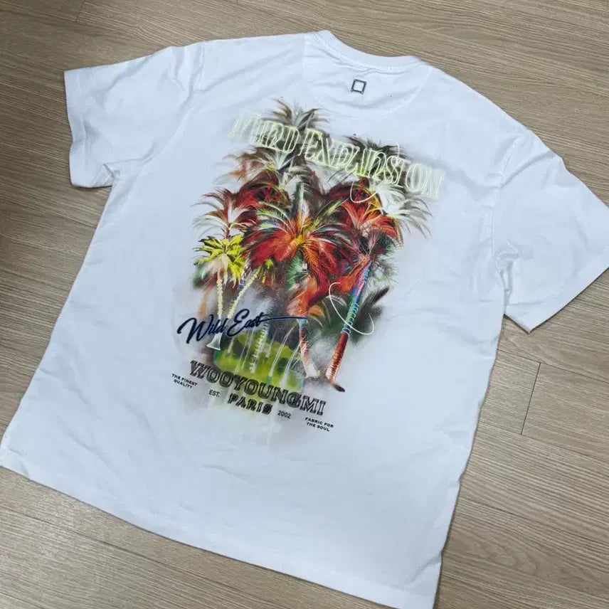 [BUNJANG] Wooyoungmi 25SS Palm Tree Graphic Short-Sleeve T-Shirt White / [48] 우영미 25SS 야자수 그래픽 반팔 티셔츠 화이트