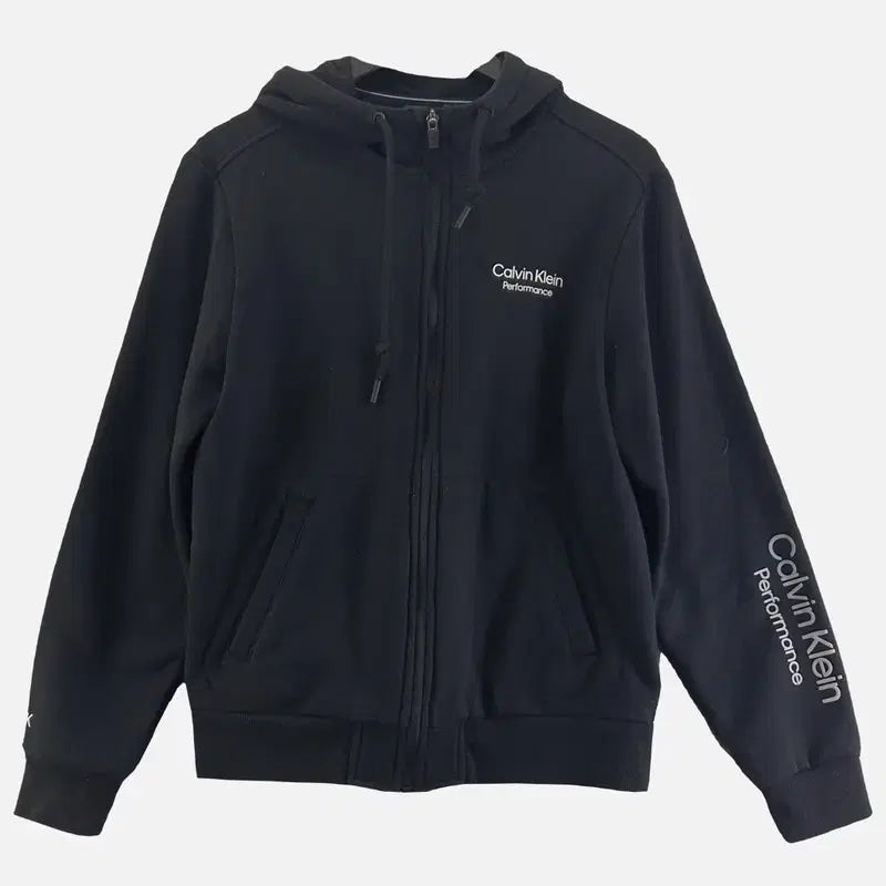 [BUNJANG] Calvin Klein Black Unisex Hooded Zip-Up Sweatshirt L N8441 / 켈빈클라인 블랙 공용 후드 집업 L N8441