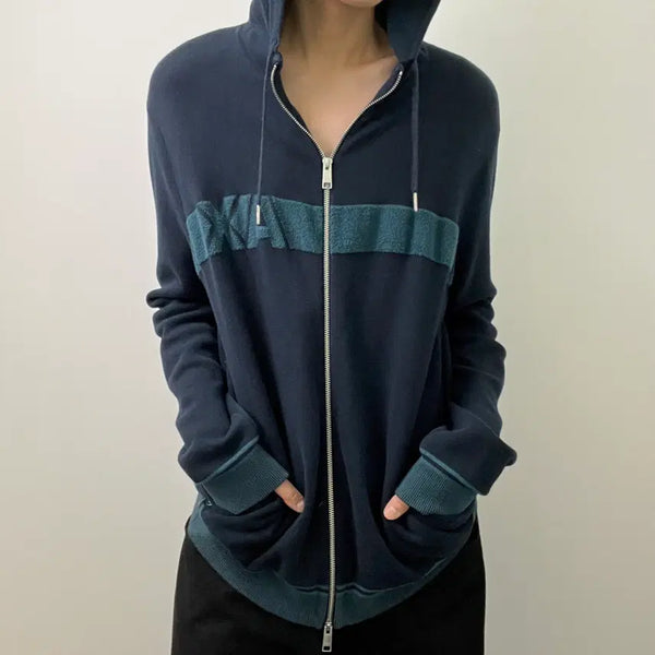 [BUNJANG] Armani Exchange Navy Block AX Logo Hooded Zip-Up XL / 아르마니 익스체인지 네이비 블록 AX 로고 후드집업 XL