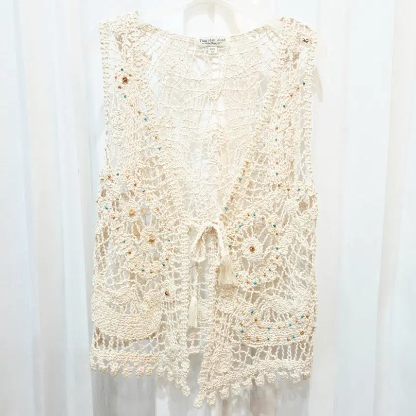 [BUNJANG] Thursday Island Crochet Lace Knit Vest C616 / s 써스데이 아일랜드 크로셰 레이스 니트 베스트 C616
