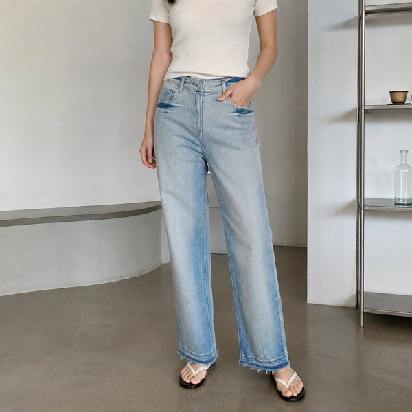 [BUNJANG] TIME Straight Washed Jeans / [25]한섬 타임 연청 워싱 스트레이트 청바지