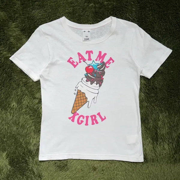 [BUNJANG] X-Girl Eat Me Graphic T-Shirt White / [1] X-GIRL 엑스걸 Eat Me 그래픽 티셔츠 화이트