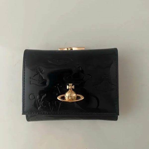 [BUNJANG] Vivienne Westwood Black Enamel Bi-fold Wallet / 매력적인 비비안웨스트우드 블랙 에나멜 반지갑