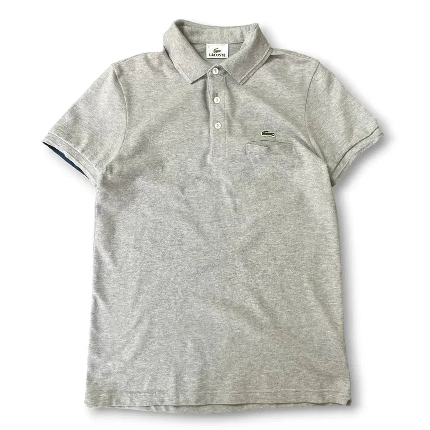 [BUNJANG] Lacoste Grey Collar Short Sleeve T-Shirt Size S / 라코스테 그레이 카라 반팔티 S