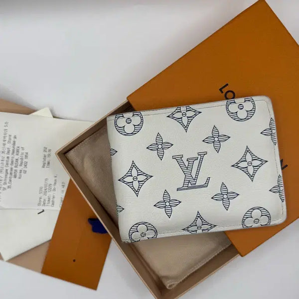 [BUNJANG] Louis Vuitton Shadow Wallet White/Blue / 루이비통 쉐도우 화이트/블루 멀티플 반지갑