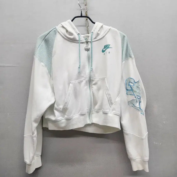 [BUNJANG] Nike Air Logo Side Mesh Crop Hoodie Zip-up M (Fits XL) / 나이키 에어 로고/사이드 메쉬 크롭 후드집업 M(XL)