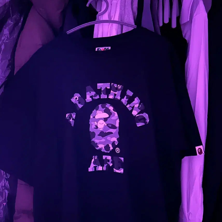 [BUNJANG] BAPE Camo College T-Shirt Black/Grey L / [L] 베이프 카모 컬리지 반팔 블랙 그레이
