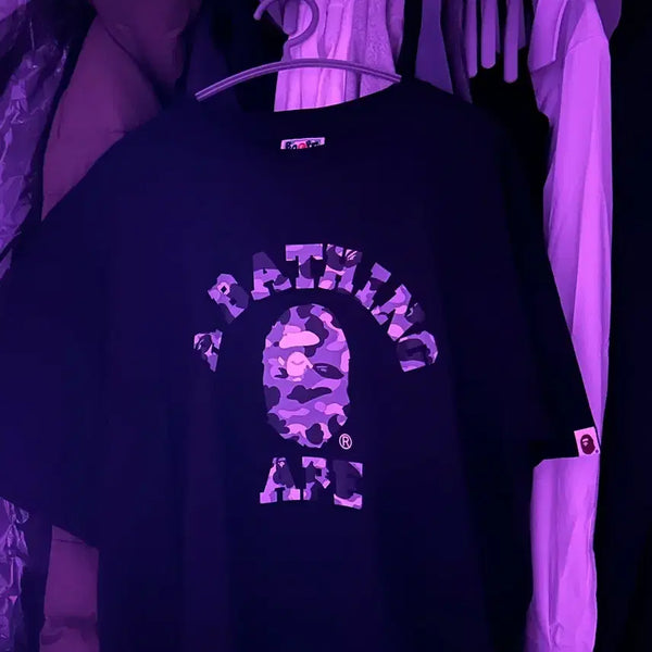 [BUNJANG] BAPE Camo College T-Shirt Black/Grey L / [L] 베이프 카모 컬리지 반팔 블랙 그레이