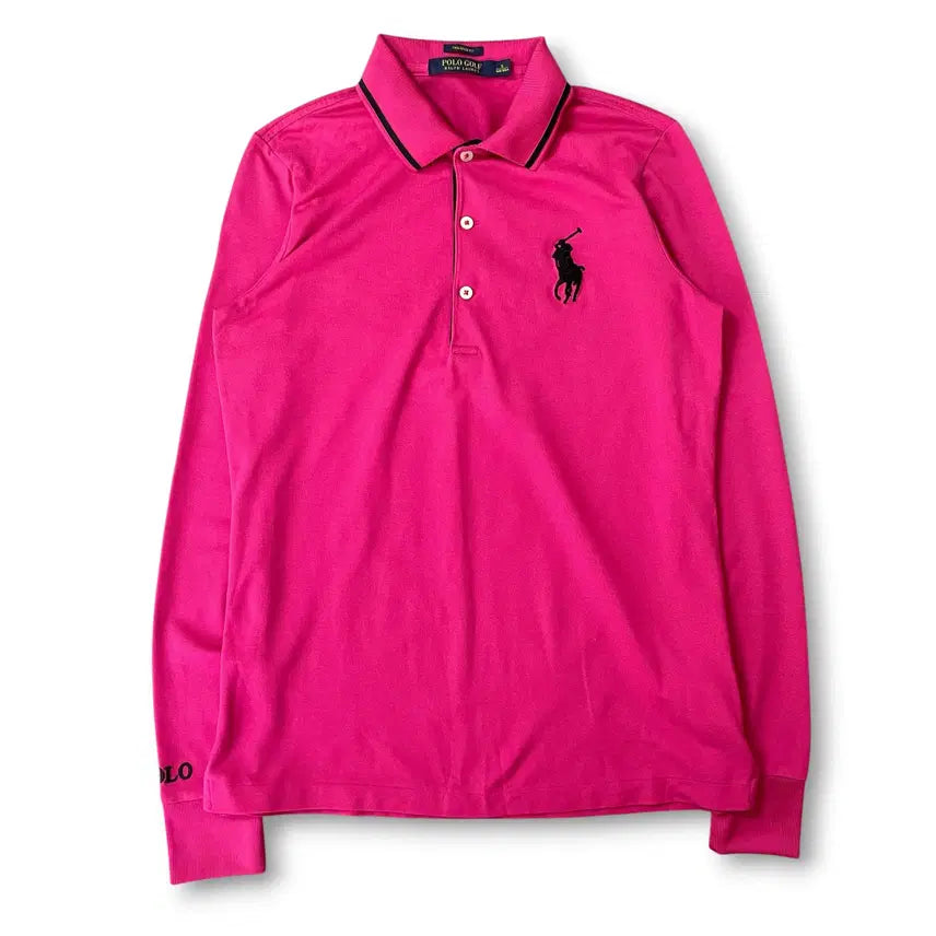 [BUNJANG] Polo Ralph Lauren Golf Hot Pink Big Pony Long Sleeve T-Shirt S / 폴로랄프로렌골프 핫핑크 빅포니 카라 긴팔티 S