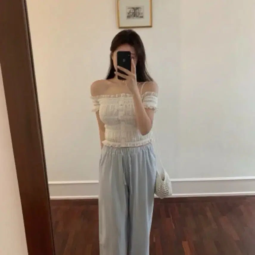 [BUNJANG] Liz Linen Banding Pants Baby Blue Short / 미시착 새상품) 리즈 린넨 밴딩 팬츠 베이비블루 숏
