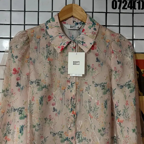 [BUNJANG] Besti Belle Floral Chiffon Blouse Size S / 베스티 벨리 플로럴 쉬폰 블라우스 S