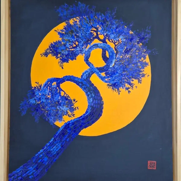 [BUNJANG] Heo Sung-ae 'Moonlit Pine Tree' (No. 10) Oil on Canvas Painting / 허성애-달빛소나무(10호)/신작/보증서