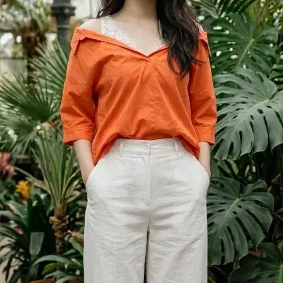 [BUNJANG] CECIL McBEE Lace Layered Off-Shoulder Blouse M / [M ] CECIL McBEE 레이스 레이어드 오프숄더 블라우스