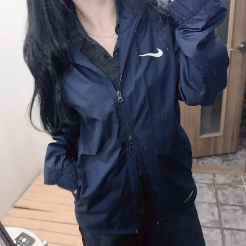 [BUNJANG] Nike Men's Navy Two-Way Rain Windbreaker Jacket (Recommended M) / 추M(95) 나이키 남성 네이비 투웨이 레인 바람막이 자켓