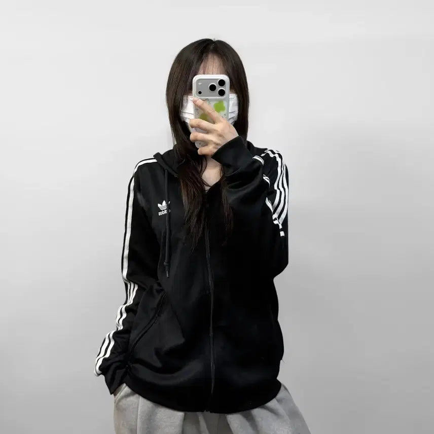 [BUNJANG] Adidas Adicolor Track Hooded Full-Zip Jersey Black / 아디다스 아디컬러 트랙 후드집업 져지 블랙