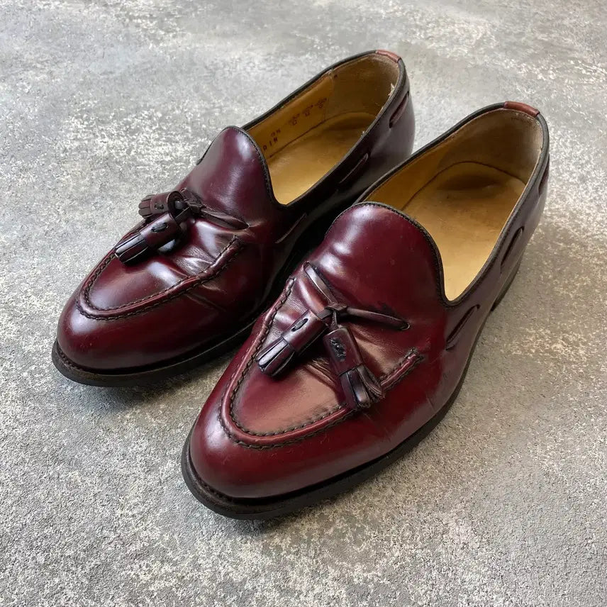 [BUNJANG] Berwick 1707 Burgundy Leather Tassel Loafers / [6.5] Berwick 1707 버윅 버건디 레더 테슬로퍼