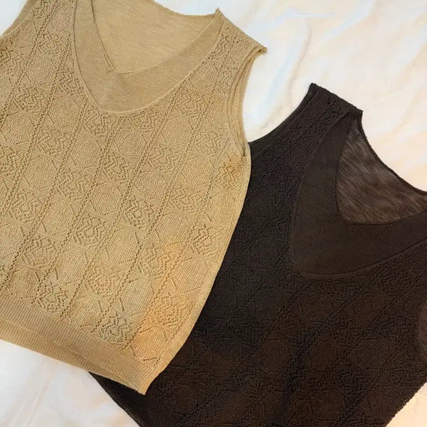 [BUNJANG] Knit Vest Beige/Brown / (새상품)니트 베스트 베이지/브라운