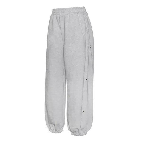 [BUNJANG] MJD Side Snap Wide C/P Sweatpants - Medium - Melange Grey / [판매](M)MJD 사이드스냅 와이드 C/P 스웨트팬츠 - 그레이
