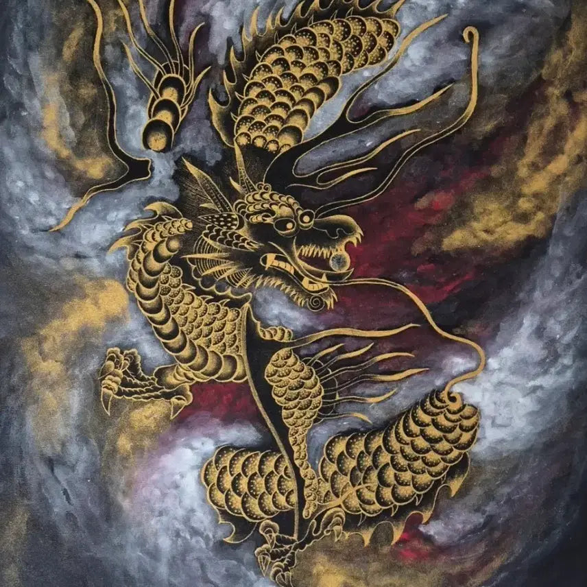 [BUNJANG] Heo Sung-ae 'Geum Ryong' (Gold Dragon) Painting (Size 15) / 허성애-금룡(15호)/아트페어출품작/보증서
