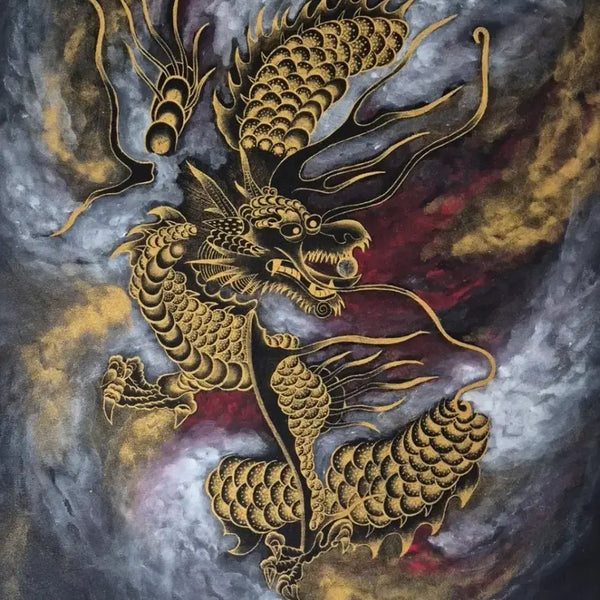 [BUNJANG] Heo Sung-ae 'Geum Ryong' (Gold Dragon) Painting (Size 15) / 허성애-금룡(15호)/아트페어출품작/보증서