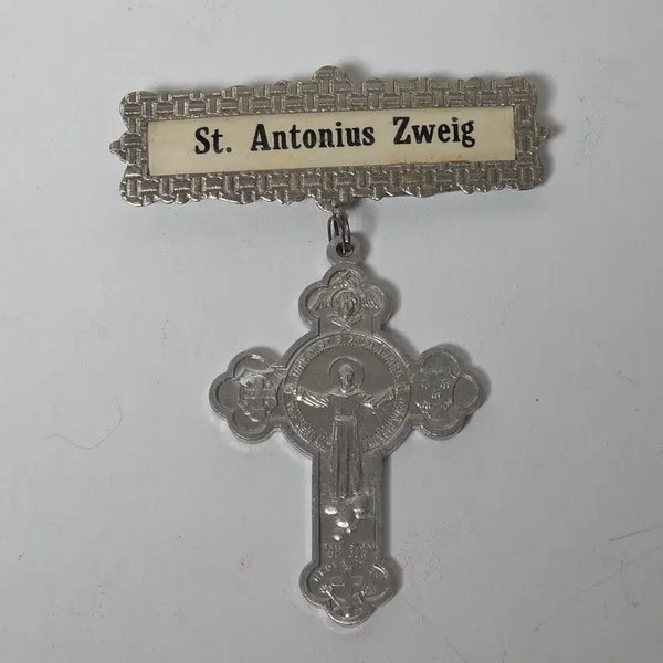 [BUNJANG] 1930s Catholic Cross Badge Emblem - Secular Franciscan Order / 1930년대에 제작된 가톨릭 십자가 뺏지 휘장