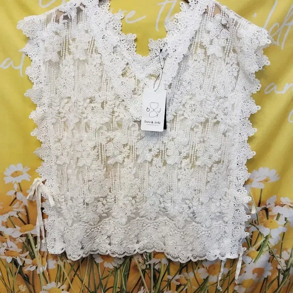 [BUNJANG] Blue & Judy See-Through Blouse (Size F) / F]      미사용/부루앤주디 시스루블라우스
