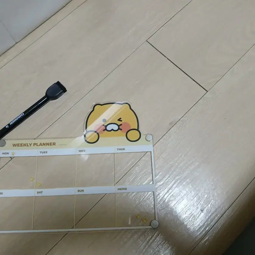 [BUNJANG] Kakao Friends Ryan Transparent Weekly Planner + Whiteboard Marker / 카카오프렌즈 라이언 투명 주간 플래너 + 보드마카