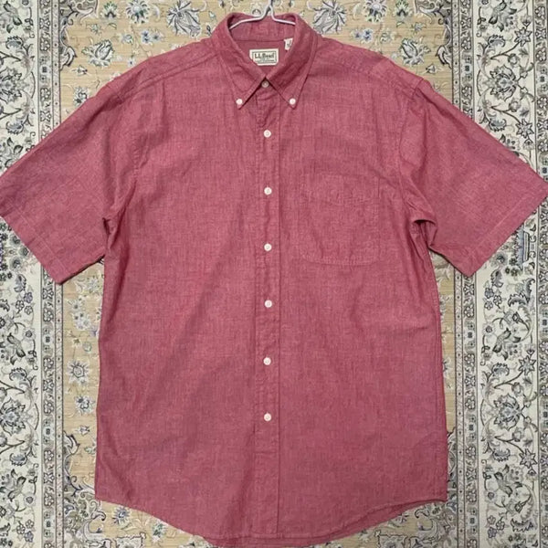 [BUNJANG] LL Bean Chambray Short Sleeve Shirt Red / 엘엘빈 레드 샴브레이 반팔 셔츠