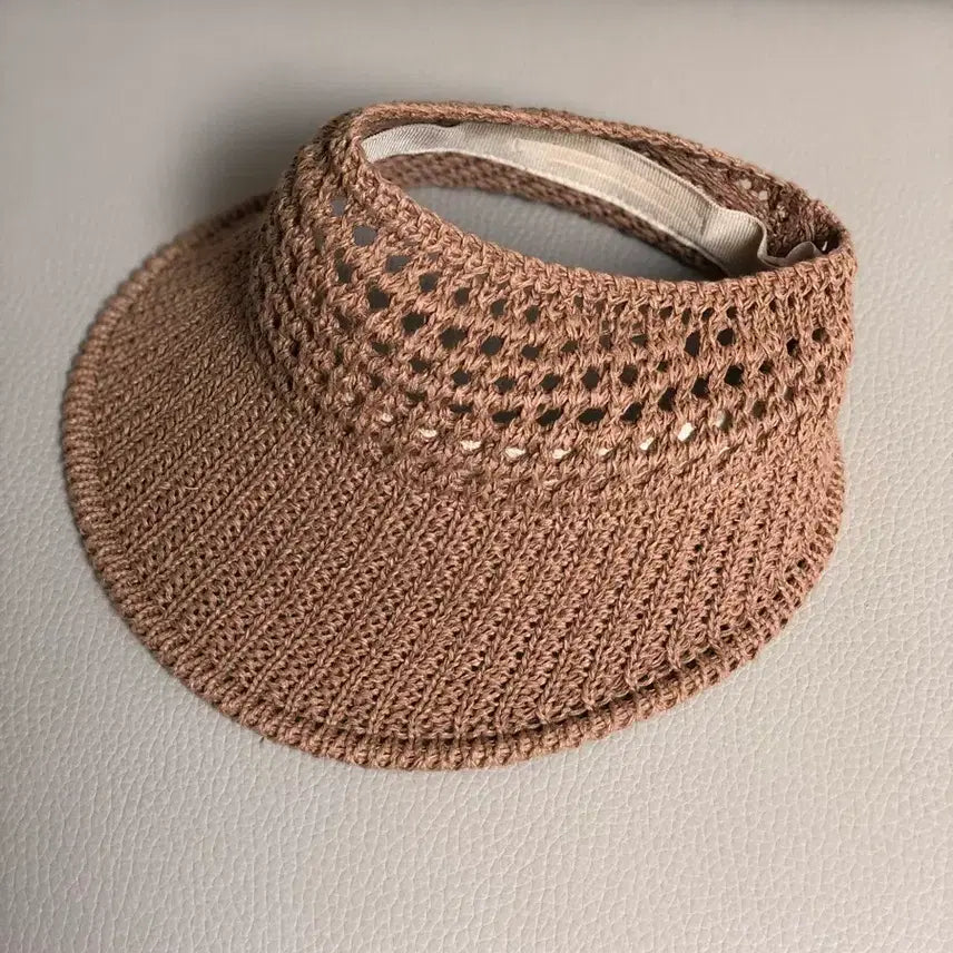 [BUNJANG] Crochet Net Weave Sun Cap Hat / 여름 브라운 네트 짜임 썬캡,크로셋 모자
