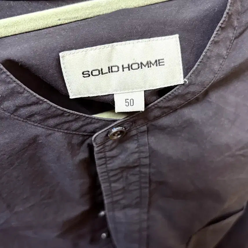[BUNJANG] Solid Homme Mother-of-Pearl Detail Mandarin Collar Shirt / 솔리드옴므 자개차이나카라 셔츠