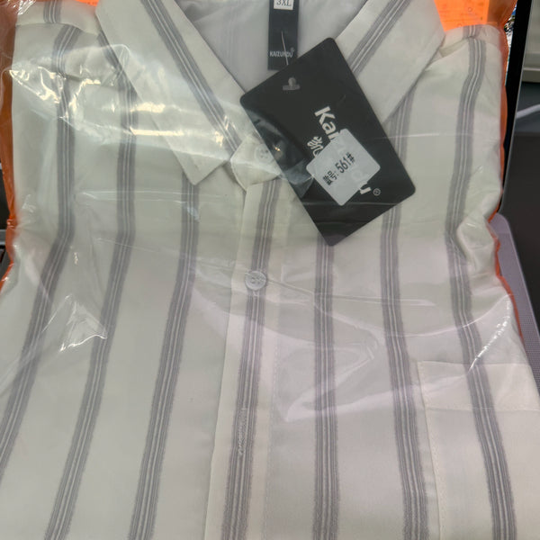 [BUNJANG] Men's Vintage Striped Short-Sleeve Shirt (3XL) / 반팔 오버핏 셔츠 3XL