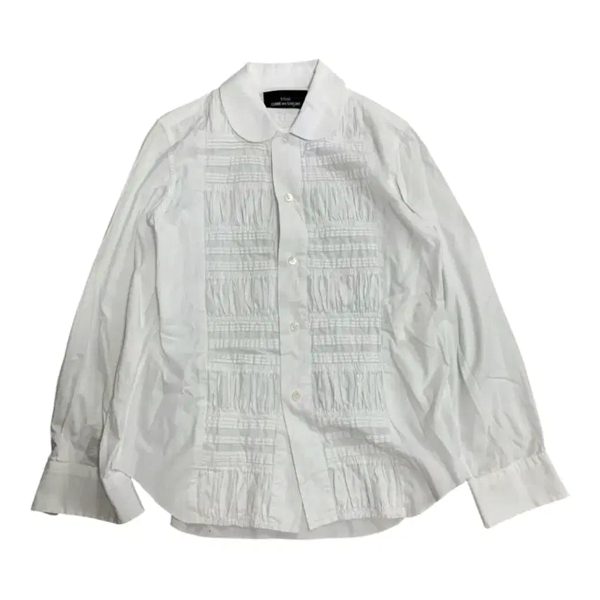[BUNJANG] Comme des Garçons Tricot White Pintuck Shirring Long Sleeve Shirt / 꼼데가르송 트리콧 화이트 핀턱 셔링 긴팔 셔츠