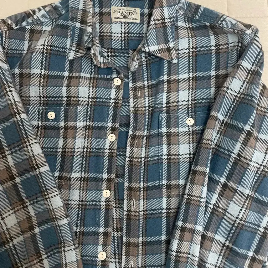 [BUNJANG] Bants HDR Flannel Work Shirt Blue / 반츠 HDR 플란넬 워크 셔츠 블루