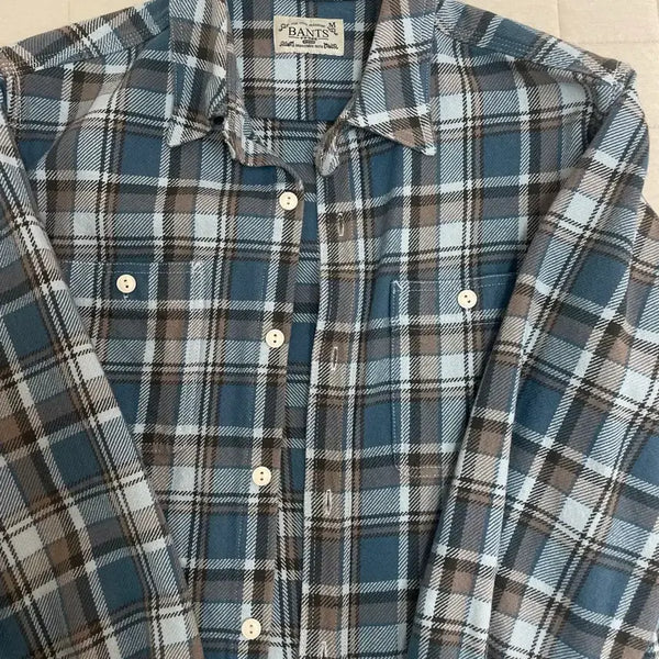 [BUNJANG] Bants HDR Flannel Work Shirt Blue / 반츠 HDR 플란넬 워크 셔츠 블루