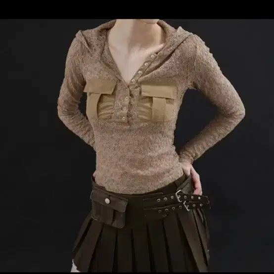 [BUNJANG] Dry Rose Lace Pocket Hoodie / 드라이로즈 레이스 포켓 후드