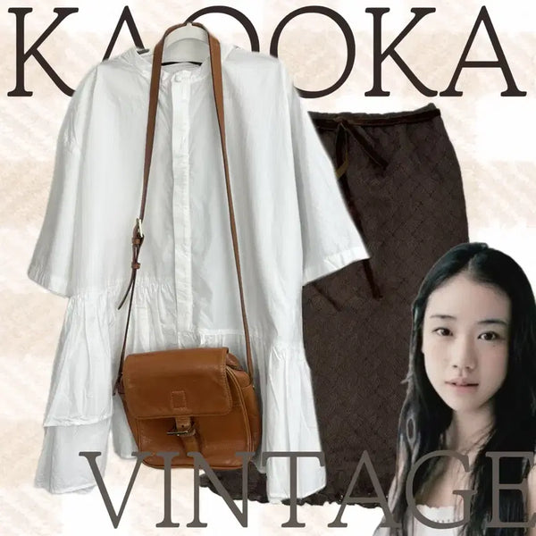 [BUNJANG] Vintage Hippie Mori Girl Ethnic Camel Bag, Shirt, and Skirt Coordination Set / 일본빈티지 히피러블리 모리걸 에스닉 카멜가방 셔츠 스커트 코디세트