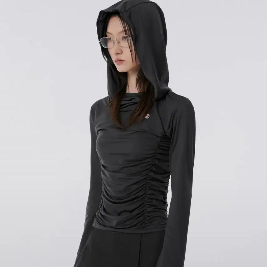 [BUNJANG] Flare Up Hooded High Neck Sleeve Charcoal / 플레어업 후드하이넥슬리브 차콜