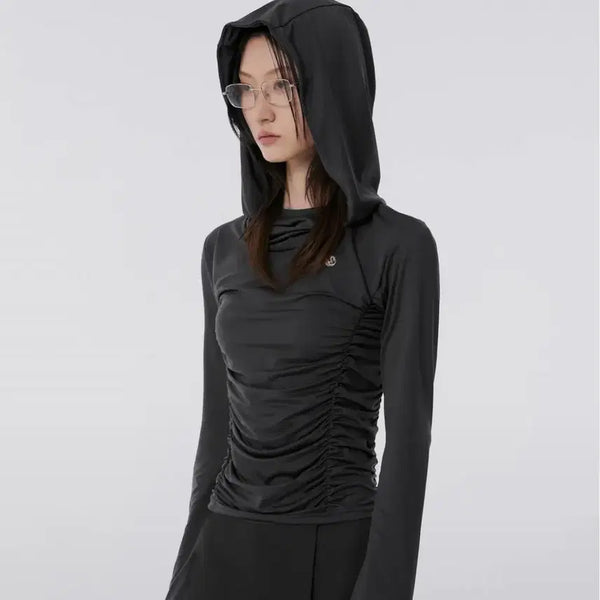 [BUNJANG] Flare Up Hooded High Neck Sleeve Charcoal / 플레어업 후드하이넥슬리브 차콜