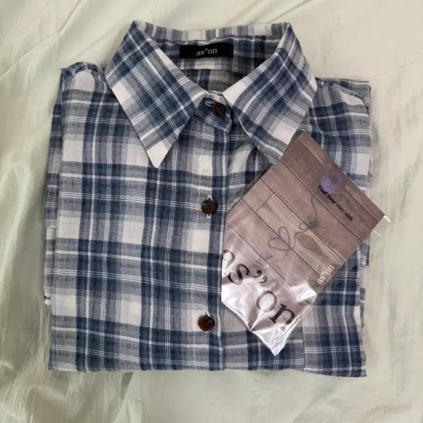 [BUNJANG] Az on Essential Check Shirt Blue / 애즈온 에센셜 체크 셔츠 블루