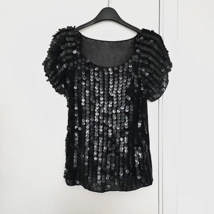 [BUNJANG] HIROKO KOSHINO Sequin Knit Top Size 40 / 히로코코시노 스팽글 니트 탑