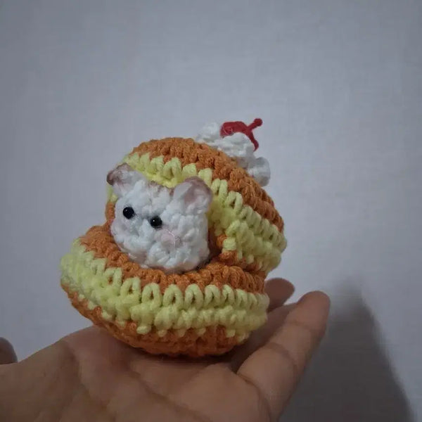 [BUNJANG] Pancake Hamster Knit Keychain / 팬케이크 햄스터뜨게 키링