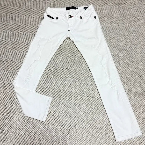 [BUNJANG] Philipp Plein White Skinny Jeans Distressed Wash / 플립플레인 화이트 스키니진 데미지 워싱