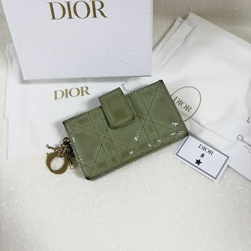 [BUNJANG] Dior Cannage Patent Accordion Card Holder Mint / [정품] 디올 까나쥬 페이던트 아코디언 카드지갑 민트