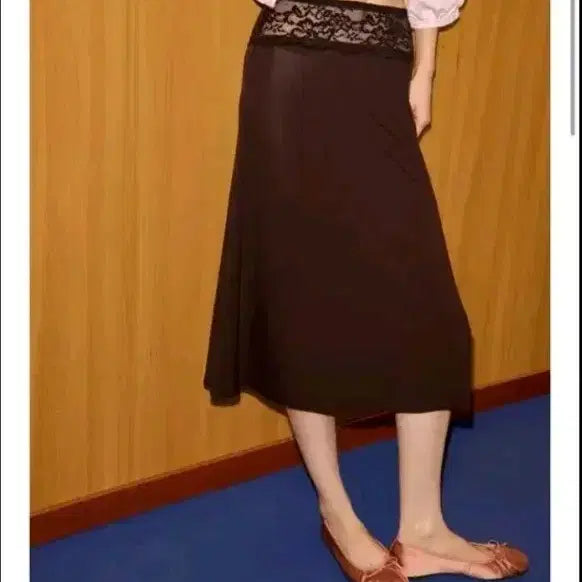 [BUNJANG] Zara Lace Combo Skirt Brown / Zara 자라 레이스 콤비 스커트 레이스 새깅 새상품