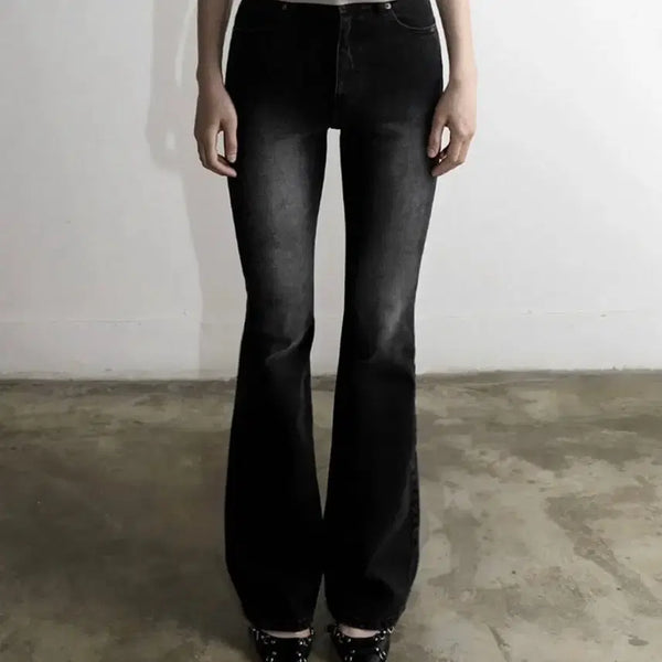 [BUNJANG] MAGOREN SEOUL Metal Triclips Slim Fit Bootcut Denim Pants Black / 매고렌서울 메탈 트라이클립스 슬림핏 부츠컷 데님 팬츠 블랙